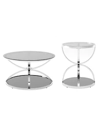 Streamdale Furniture Modern 2-Tier Glass Coffee Table Set