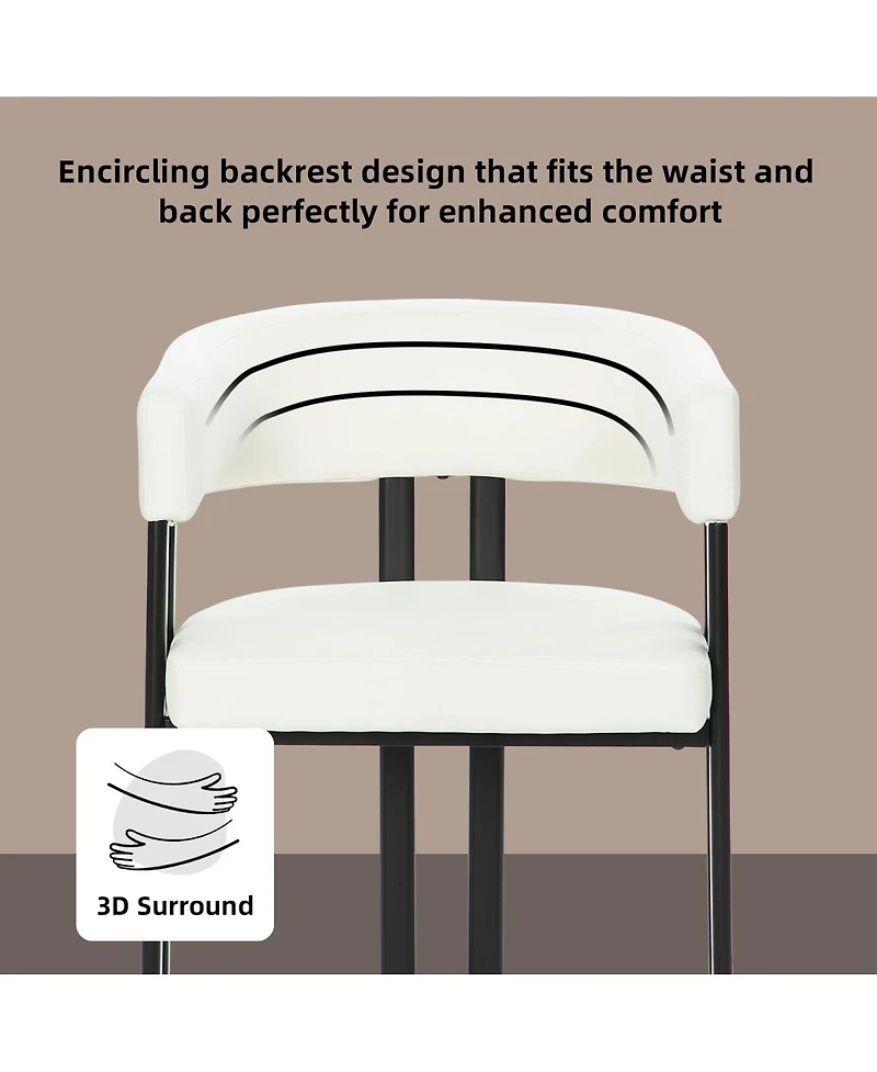 Streamdale Furniture Set of 2 Faux Leather Barrel Dining Chairs