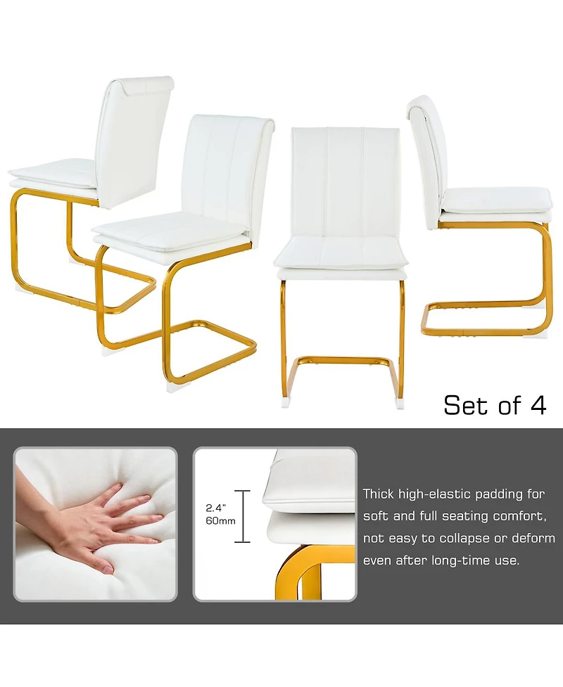 Streamdale Furniture Pu Leather Dining Chairs Set of 4 with Metal Legs