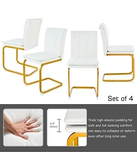 Streamdale Furniture Pu Leather Dining Chairs Set of 4 with Metal Legs