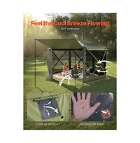 Sugift Pop up Gazebo Screen Tent 12 x 12 ft Large 6-Sided Camping Canopy Tent with Removable Top