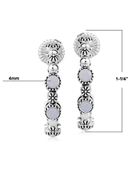 American West Jewelry Sterling Silver Lace Agate 1 Inch Concha Hoop Earrings