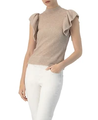 Ivonne Women's Knitted Ruffle Sleeve Blouse