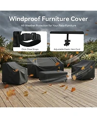 Pocassy Outdoor Furniture Cover Waterproof 4 Piece Patio Furniture Set Cover for Outside Couch, Lawn Chairs, Coffee Table, Windproof with Buckle Strap