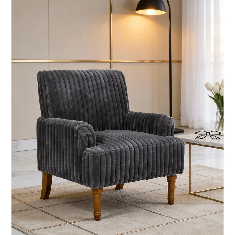 Streamdale Furniture Corduroy Accent Chair with Wood Legs