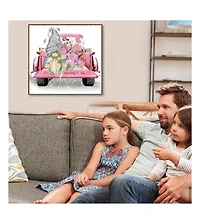 Gnuadz Stamped Cross Stitch Kit Truck Flower Gnome Beginner Needlecraft Wall Decor 13.8x13.8
