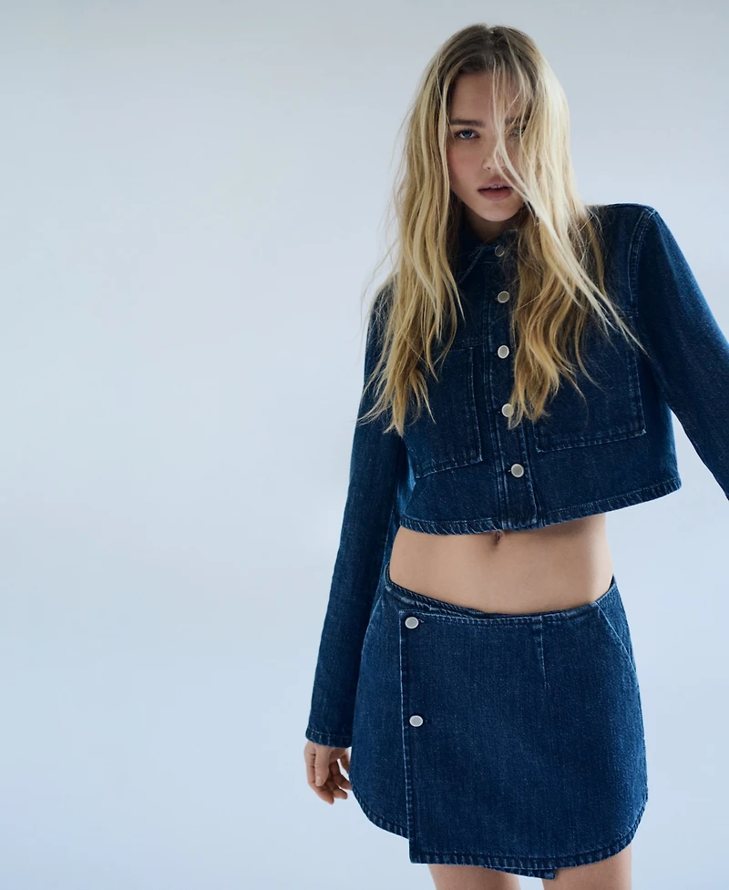 Good American Women's Denim Mini Skort