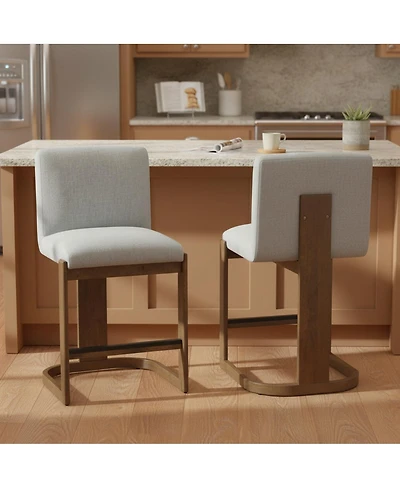 Streamdale Furniture Solid Wood Counter Stools, Linen Upholstered
