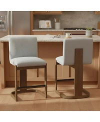 Streamdale Furniture Solid Wood Counter Stools, Linen Upholstered