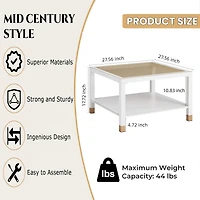Streamdale Furniture Modern Square Coffee Table - Crisp Metal Frame with Luxe Glass Top