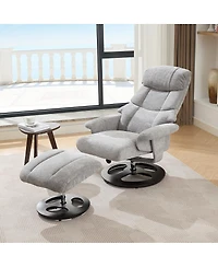 Streamdale Furniture Ergonomic Swivel Recliner Chair with Ottoman, Massage, Heat.