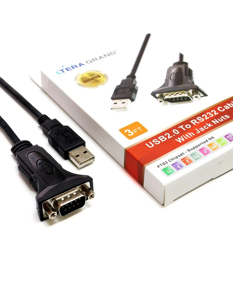 Tera Grand 6' Premium Usb 2.0 to RS232 DB9 Adapter Cable, Female Jack Nuts