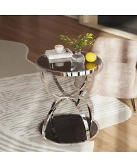Streamdale Furniture Modern 2-Tier Glass Side Table