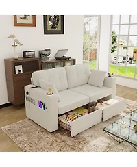 Streamdale Furniture Modern 3-Seat Chenille Sofa with Usb and Storage