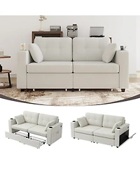Streamdale Furniture Modern 3-Seat Chenille Sofa with Usb and Storage