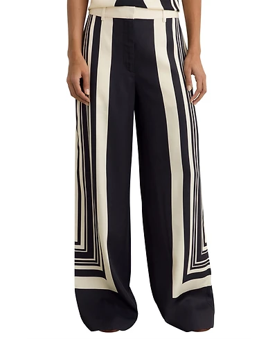 Reiss Women's Wide-Leg Scarf-Print Trousers