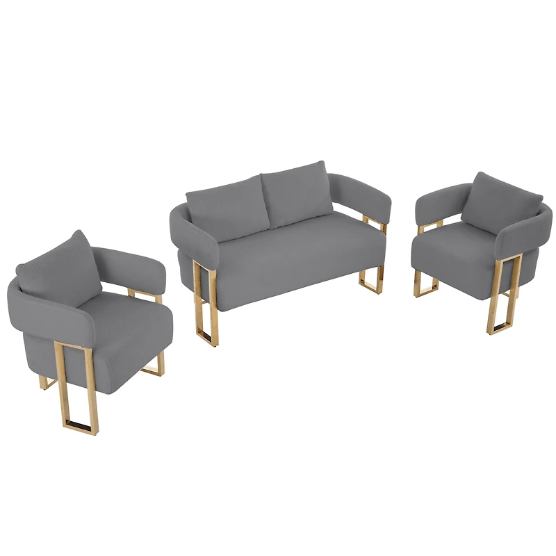 Streamdale Furniture Modern decorative living room side chair with gold metal legs, Teddy fleece upholstered