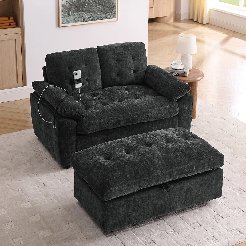 Streamdale Furniture Reclining Sofa with Usb and Ottoman