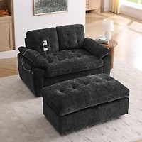 Streamdale Furniture Reclining Sofa with Usb and Ottoman