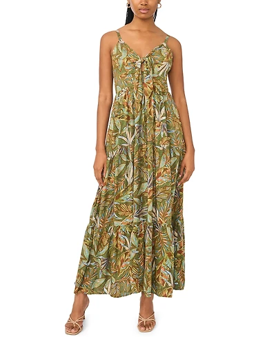 Msk Women's Tie-Front Tiered Maxi Dress