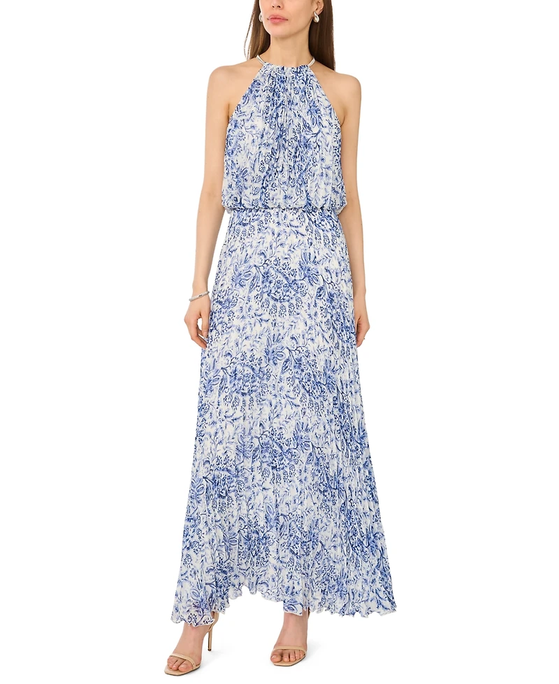 Msk Women's Halter Neck Bloused Maxi Dress