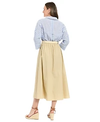 London Times Women's Belted Collared Midi Dress