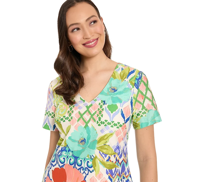 London Times Women's V-Neck Dress
