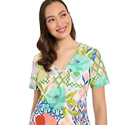 London Times Women's V-Neck Dress