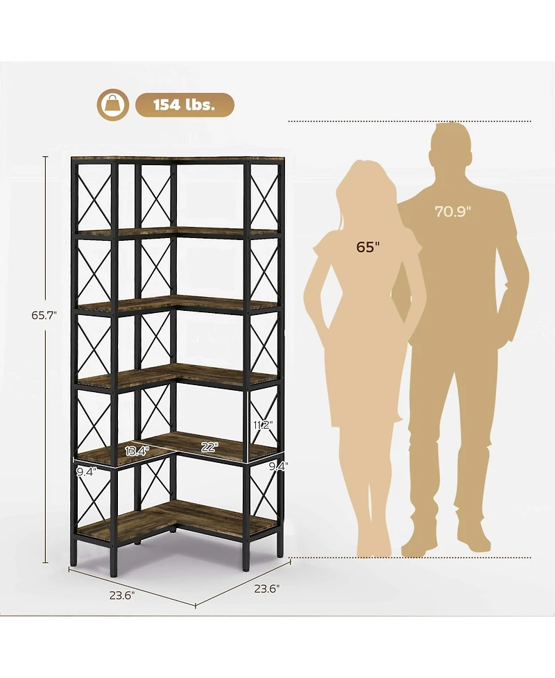 Homcom L-Shaped Bookshelf, 5-Tier Corner Bookcase