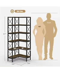 Homcom L-Shaped Bookshelf, 5-Tier Corner Bookcase