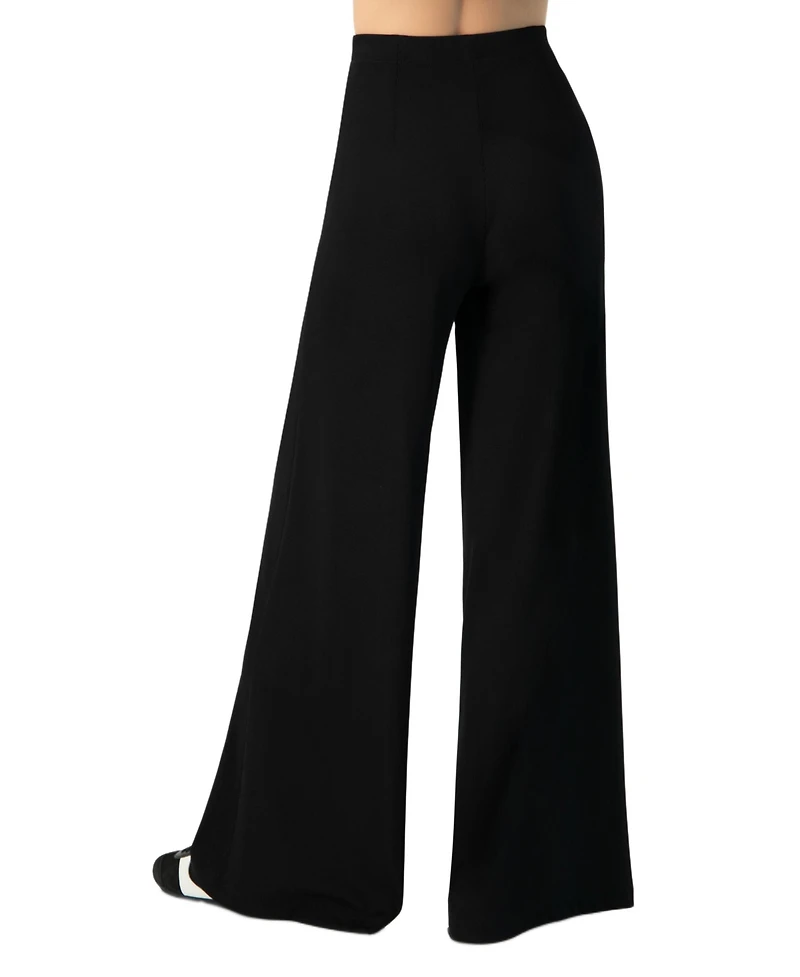 Ivonne Women's Ribbed Wide-Leg Culotte Pants