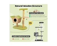 Aostirmotor 43" Wooden Cat Tree with Padded Top Perch for Indoor Cats