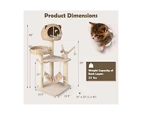 Aostirmotor Multi-Level Cat Tree with Condo, Hammock & Rotatable Hanging Balls