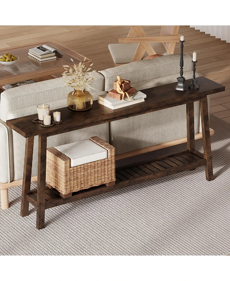 Gaomon 70.9 In Console Table, 2-Tier Narrow Sofa Table Behind Couch, Extra Long Entryway Table for Hallway, Industrial Farmhouse Entry Table