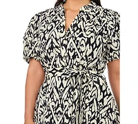Vince Camuto Plus Size Puff-Sleeve Belted Mini Dress