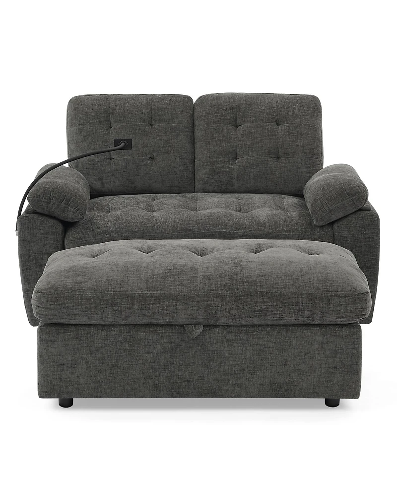 Streamdale Furniture Reclining Sofa with Usb and Storage Ottoman