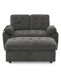 Streamdale Furniture Reclining Sofa with Usb and Storage Ottoman