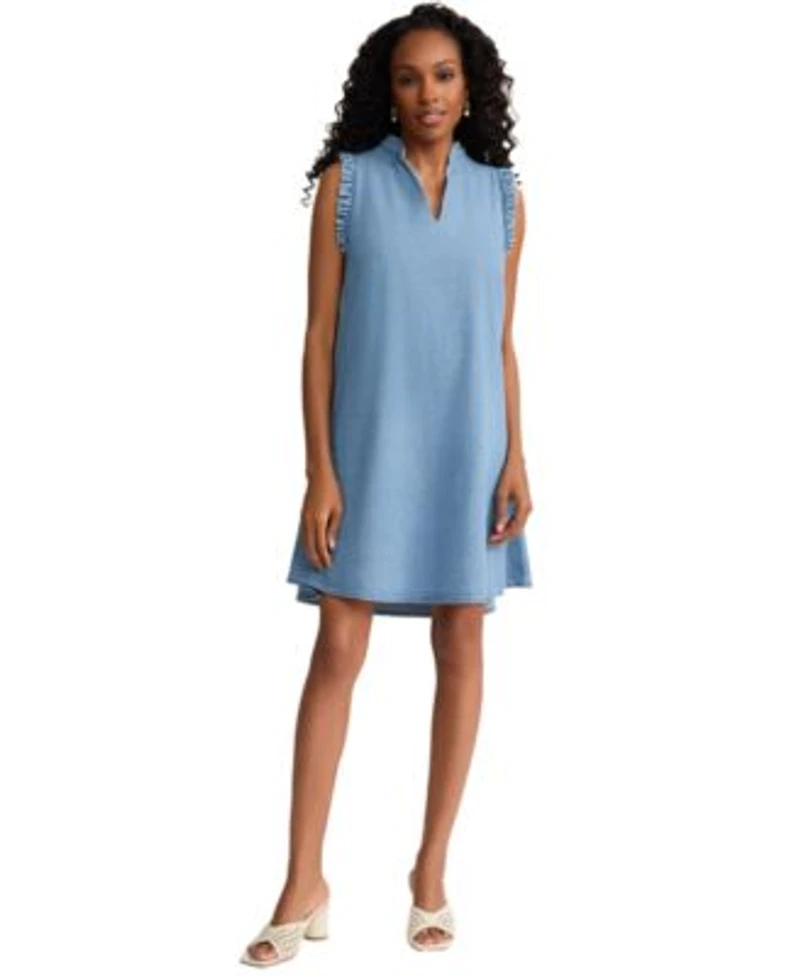 Jones New York Womens Sleeveless V Neck Trapeze Dress