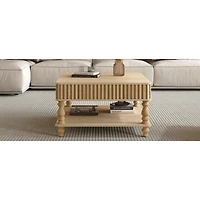 Streamdale Furniture 31.5" Fluted Lift-Top Coffee Table w/ Storage & Hydraulic Raising