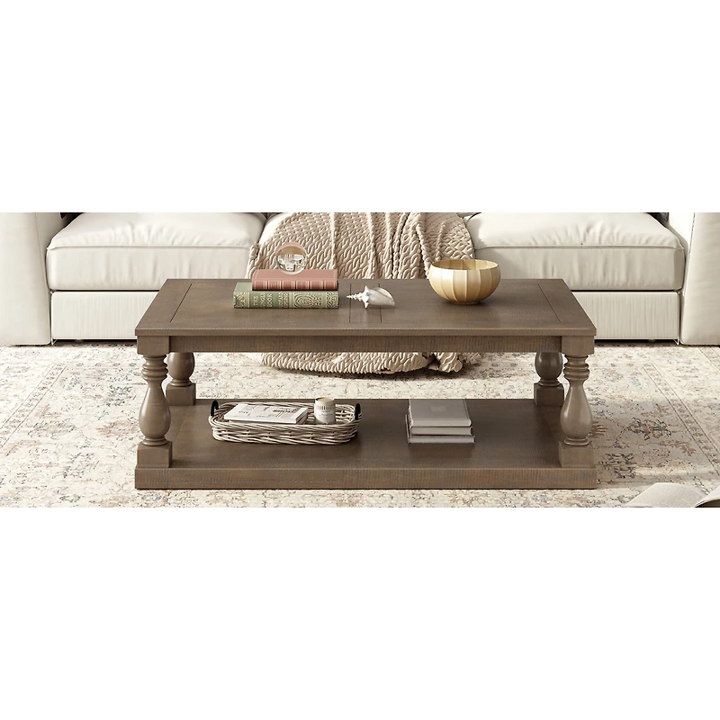 Streamdale Furniture Vintage Coffee Table with Vase Legs and Pine Veneer
