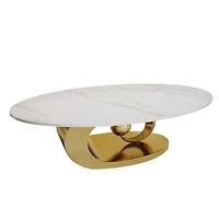 Streamdale Furniture Marble Coffee Table with Sculptural Stainless Steel Base