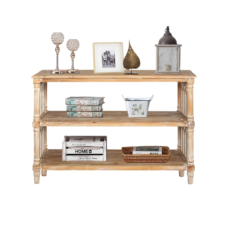 Streamdale Furniture Rustic 3-Tier Console Table with Gothic Details, 47.24" Wooden Entryway Table
