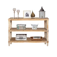 Streamdale Furniture Rustic 3-Tier Console Table with Gothic Details, 47.24" Wooden Entryway Table