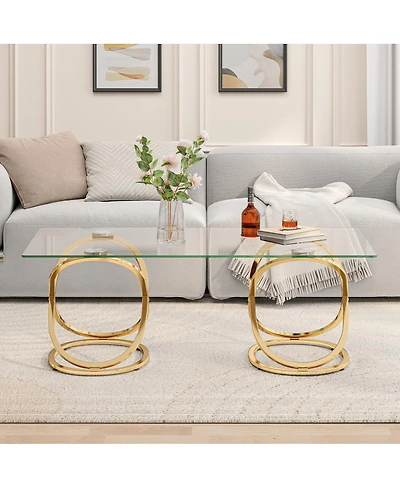 Streamdale Furniture Modern Glass Coffee Table with Ring Frames