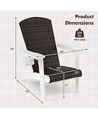 Slickblue Adirondack Outdoor Chair with Padded Rattan Seat and Cupholder
