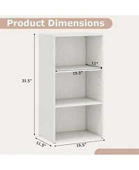 Gymax 3-Tier Cube Bookcase Modern Open Bookshelf with Adjustable Shelves