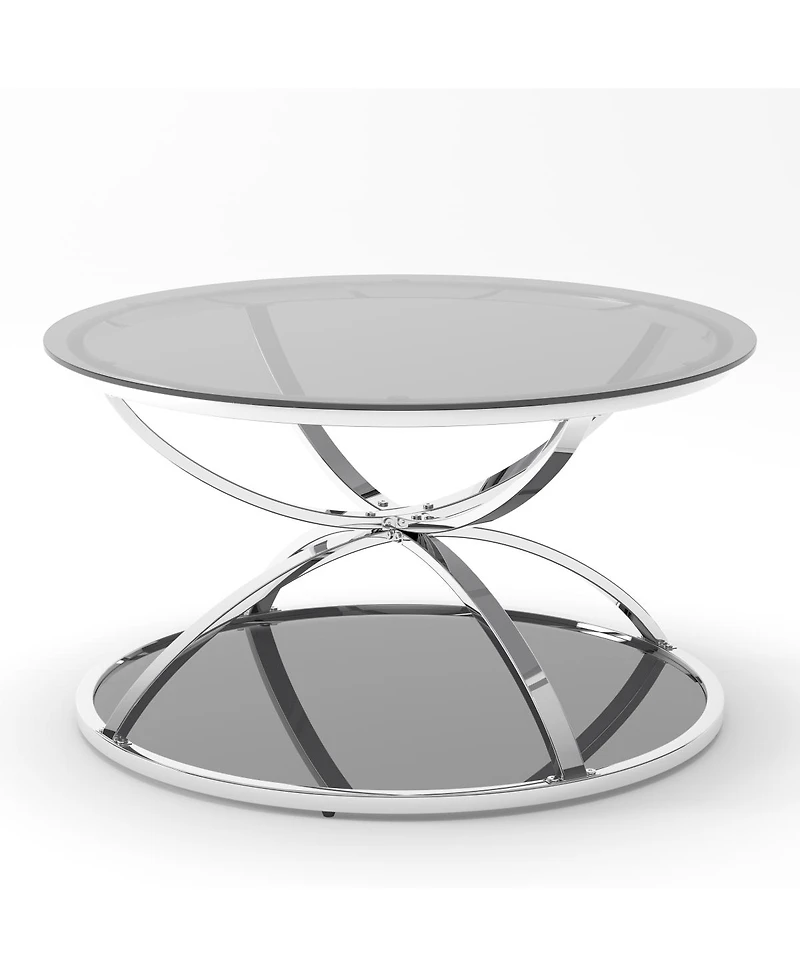 Streamdale Furniture Modern Glass Coffee Table, 2-Tier