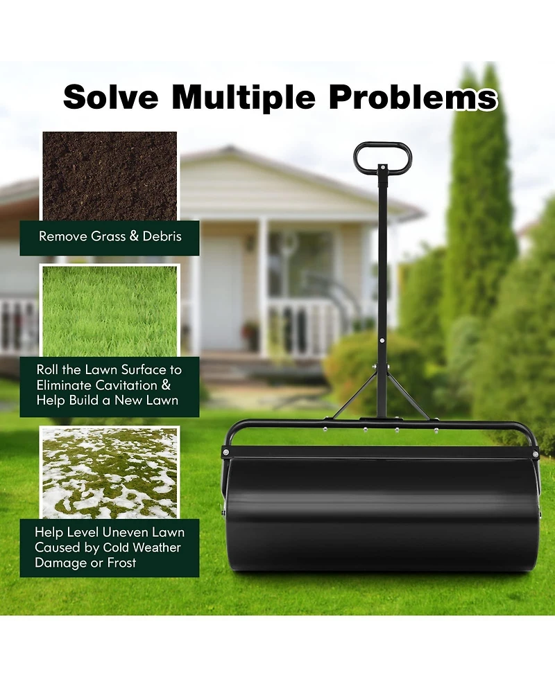 Mecale Metal Lawn Roller with Detachable Gripping Handle