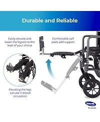 Invacare Wheelchair Elevating Legrests Padded Calf Pads, Composite Footplates and Swing Away Function