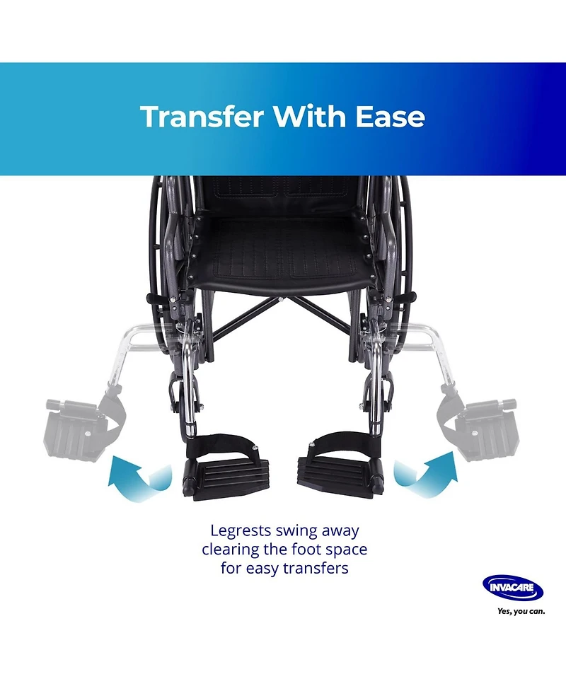 Invacare Wheelchair Legrest with Heel Loops, Swing Away Design and Flip Up Composite Footplate